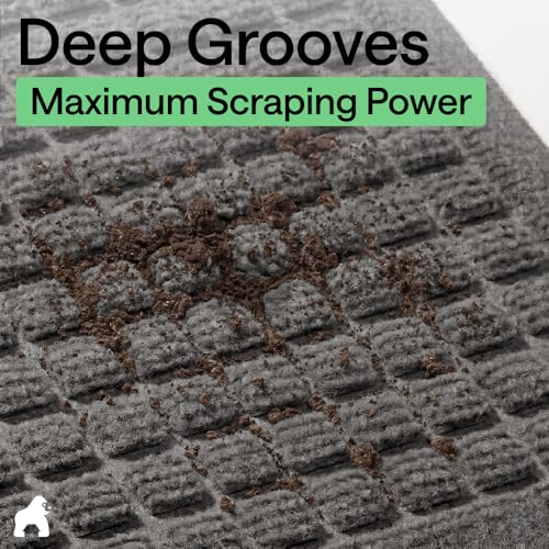 GORILLA GRIP® Ultra Absorbent Front Door Mat Outside Entrance 47x35, Traps Dirt and Moisture, HydroABSORB Indoor Outdoor Doormat Holds Up to 6 Cups Water, Stain and Fade Resistant Welcome Mat Charcoal