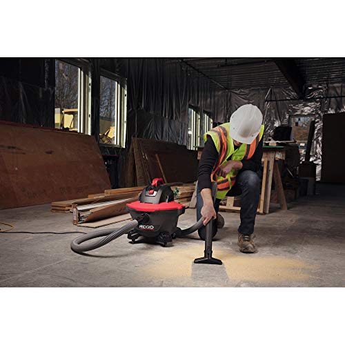 RIDGID 62698 RT0600 NXT 6-Gal. Wet Dry Shop Vacuum with Casters, 4.25 Peak HP Motor, and Pro Locking Hose, Dark Gray and Red