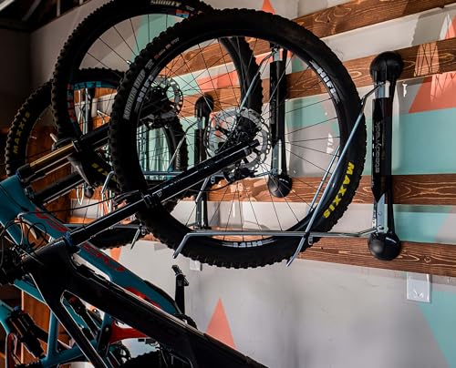 Steadyrack Bike Rack – Pivoting Mountain Bike Rack, Holds Up to 77 lbs, Fits 24"-29" Wheels, 2.1"-2.8" Tires, Foldable Wall Mount for Space-Saving Bicycle Storage