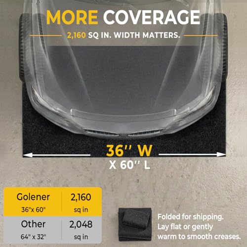 Golener Oil Spill Mat - 36”x59” Garage Floor Mat for Under Car, Absorbent Oil Mat, Rubber Floor Mats, Waterproof, Contain Liquid, Protect Garage Surface from Spills, Reusable, Washable, Durable, Black