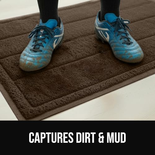 GORILLA GRIP Dirt Grabber Indoor Outdoor Door Mat, 47x35, Durable Mesh Weave Dirt Trapper Doormat for Outside Entrance, High Traffic Mud Scraper, Low Profile for Entry, Heavy Duty Welcome Mat, Brown