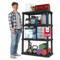 IRIS USA 4-Shelf Heavy Duty Plastic Storage Shelves, 600lb Capacity, 56" H x 36" W x 18" D, Large Modular Shelving Unit Storage Organizer for Garage, Home, Warehouse & Gym, Storage Rack - Black