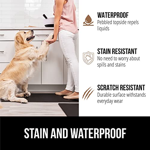 GORILLA GRIP Comfortable Cushioned Kitchen Mats for Floor, 1/2 Inch Thick Ergonomic Standing Desk Anti Fatigue Mat, Waterproof and Stain Resistant Pebbled Top, Padded Foam Rug, 17x24 + 17x48, Black