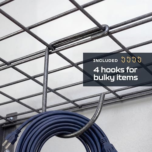 MonsterRax | Garage Wall Shelf Two-Pack White or Hammertone | Three Size Options | Includes Bike Hooks | 500lb Weight Capacity (Hammertone, 18"x36")