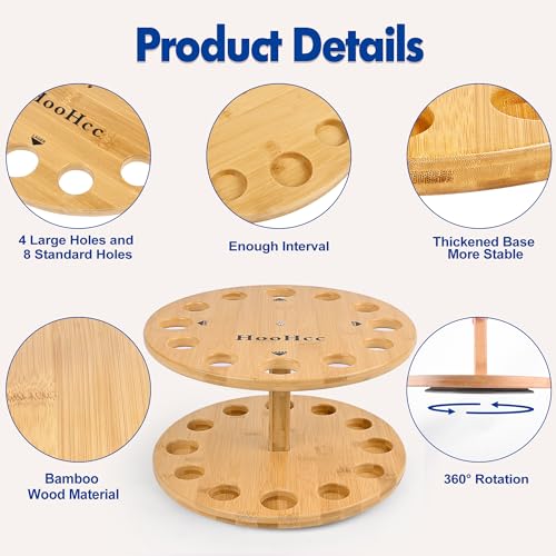 NBINGB Fishing Rod Holders for Garage 360 Degree Rotating Fishing Pole Rack, Floor Stand Holds up to 12 Rods Bamboo Wood Fishing Gear Equipment Storage Organizer, Fishing Gifts for Men