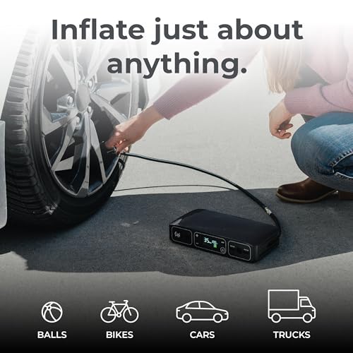HALO Bolt Air 58830 Portable Car Battery Jump Starter | 100 PSI Air Compressor, 58.8Wh USB Power Bank, Emergency Floodlight & Charger, Jumps Cars SUVs & Trucks, Inflates Tires, TSA Approved — Black