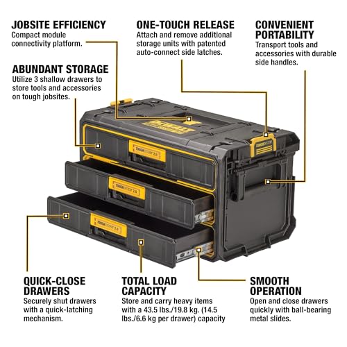 DEWALT TOUGHSYSTEM 2.0 Tool Organizer and Storage 3 Drawer Unit (DWST08330)
