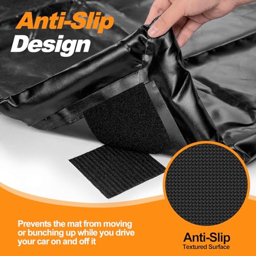 UEAKPIC Garage Floor Mat 7'9" x 18', Heavy Duty 1300D PVC Containment Mat with Floor Squeegee, Waterproof Protection from Snow, Rain and Mud for Cars, Black