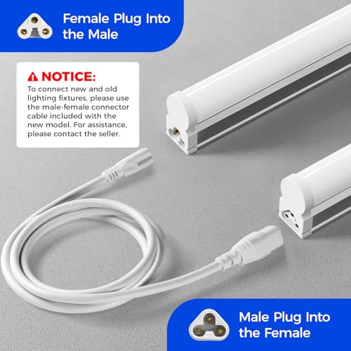 Barrina LED T5 Integrated Single Fixture, 4FT, 2200lm, 6500K (Super Bright White), 20W, Utility Shop Light, Ceiling and Under Cabinet Light, ETL Listed, Corded Electric with ON/Off Switch, 8 Pack