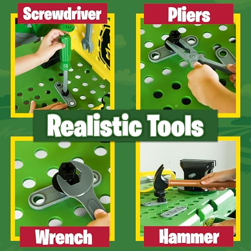 John Deere Kids Workbench, Power Tools Workshop, Build Your Own Toy Tool Box with 39 Realistic Toy Tools and Accessories, 5+