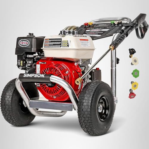 Simpson 3600 PSI Gas Pressure Washer, 2.5 GPM Commercial Power Washer, Cold Water, Honda GX200 Engine, 35' Hose, Aluminum Series, 49-State Compliant (ALH3425)