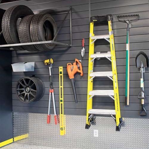 Proslat 88105 Heavy Duty PVC Slatwall Garage Organizer, 8-Feet by 4-Feet Section, 10 Panels, Charcoal (Dark Grey)