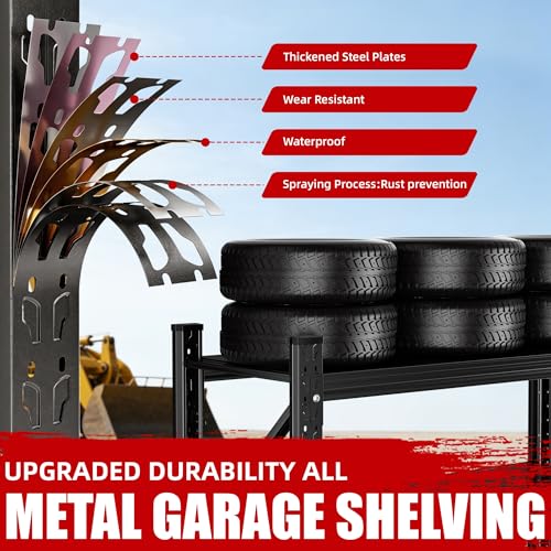 Lionhon Heavy Duty Garage Shelving, 70" W x 23" D x 69" H, 5000 LBS Capacity, 4-Tier Adjustable Metal Storage Shelves, Reinforced Steel Storage Rack for Warehouse, Basement, Workshop