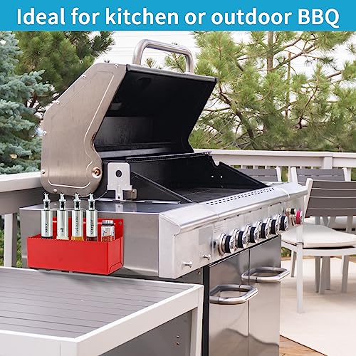 Rechabite Magnetic Aerosol Spray Can Holder, Magnet Toolbox Bottle Holder, Tool Box Storage Rack for Garage and Home, Craft Workspace, Mechanic Paint Bottle Can Organizer, Red, 3"x8.3"