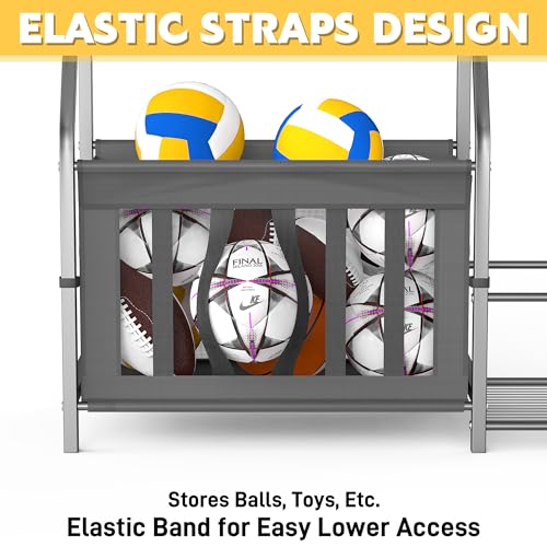 Ultrawall Sports Equipment Organizer, Golf Bag Stand with Ski & Snowboard Storage Rack, Ball Storage Rack with Basket, Garage Organization for Toy Storage, Indoor/Outdoor Use