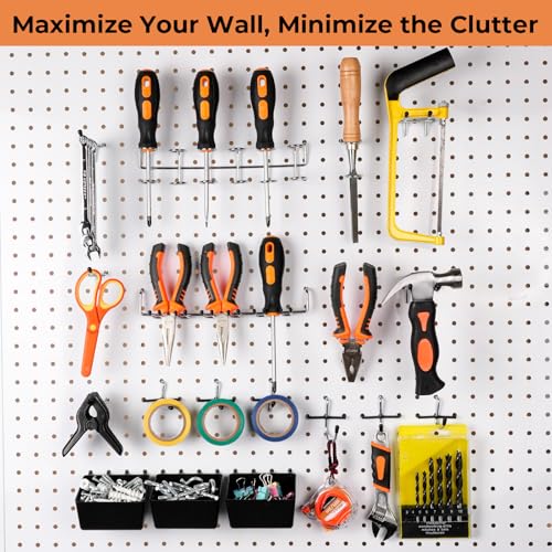 INCLY 120PCS Pegboard Accessories Organizer Kit, Peg Board Hooks Assortment with Bins for Organizing Various Tools, Fit 1/8 or 1/4 inch Pegboard for Hanging Storage, Garage Wall Attachments
