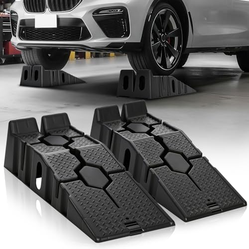 Auto Dynasty Car Ramps for Oil Changes, Low-Profile 2Pcs 2.5 Ton Capacity