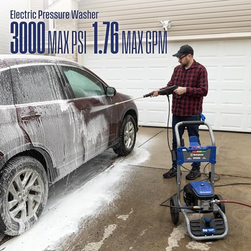 Westinghouse WPX3000e Electric Pressure Washer, 3000 Max PSI and 1.76 Max GPM, Induction Motor, Onboard Soap Tank, Spray Gun and Wand, 5 Nozzle Set, for Cars/Fences/Driveways/Homes/Patios/Furniture