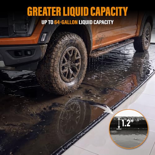Aegis Mats 7'9" x 18' Garage Floor Mat for Under Car, Heavy Duty 610g PVC Waterproof Containment Mat with Raised Edges, Parking Pad Traps Rain, Mud, Snow & Oil for SUVs and Trucks