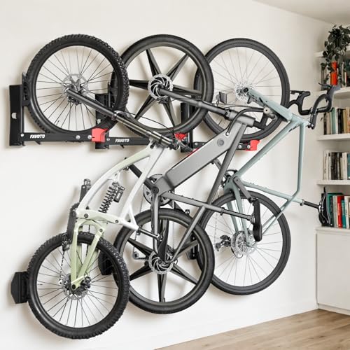 Favoto Swivel Bike Wall Mount 2-Pack, No Heavy Lifting Vertical Bike Rack for Garage & Indoor Storage, Fits up to 29" Wheels 2.4" Tires, Each Holds 77 lbs