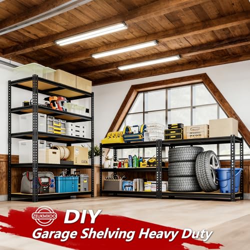ZEUKMXOO 72" H Storage Shelves,Storage Shelves Heavy Duty,2400LBS Metal Shelving Units,Adjustable Garage Shelving Heavy Duty for Garage Storage,Warehouse,16"x35.5"x72",2 Pack
