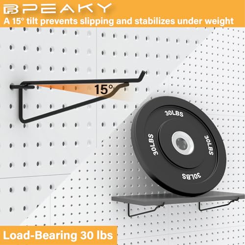 BFPeaky Black Pegboard Shelf Set, 4 pcs Versatile Peg Board Shelving, Ideal Wood Pegboard Shelves for Efficient Storage and Organization Solutions