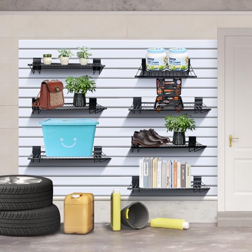 PYBTOOL Slatwall Shelves, Slatwall Accessories, Slat Wall Wire Shelf, Heavy Duty Gargage Storage Slatwall Shelf(2 Pack) (24-Inch Width)