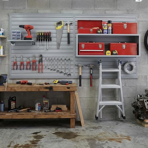 RocVanc Slatwall Panel 4x8FT, Garage Slat Wall Storage Systems Durable and Sturdy, Easy-to-Install Interlocking PVC Slat Wall Organizer Panels Flexible and Convenient, Maximize Vertical Space