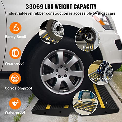 VEVOR Car Driveway Rubber Curb Ramps Heavy Duty 33069lbs Capacity Threshold Ramp 2.6 Inch High Cable Cover Curbside Bridge Ramp for Loading Dock Garage Sidewalk (1-Channel, 1Pack-Curb Ramp)