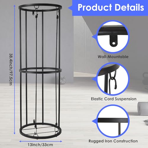 URMMIY Garage Ball Storage Rack - Wall-Mounted Vertical Ball Holder for Basketball, Soccer, Volleyball, Football - Space-Saving Sports Organizer for Garage, Home, Basement, Kids' Room, Outdoor Use