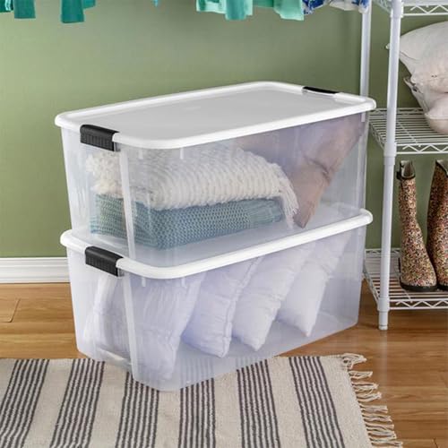 Sterilite 116 Quart and 66 Quart Multipurpose Ultra Storage Tote Box Storage Containers for Home or Office Organization, Clear, 4 Pack and 6 Pack