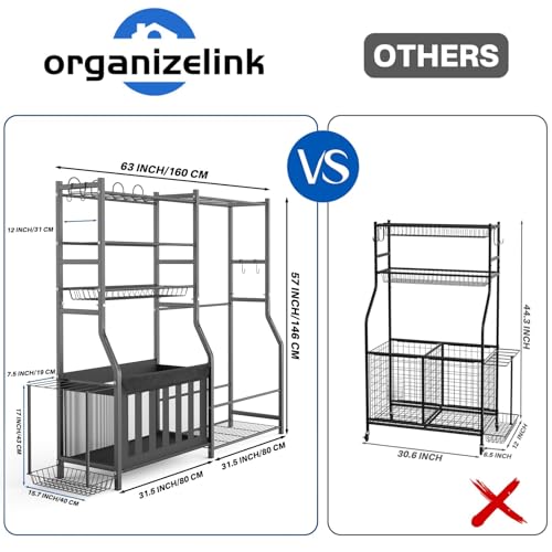 organizelink Heavy Duty Garage Sports Equipment Organizer, All-in-One Golf Bag Storage Rack & Multi-Sport Ball Holder for Basketballs, Bats & Kids Toys, Indoor/Outdoor Free Standing Gear Bin