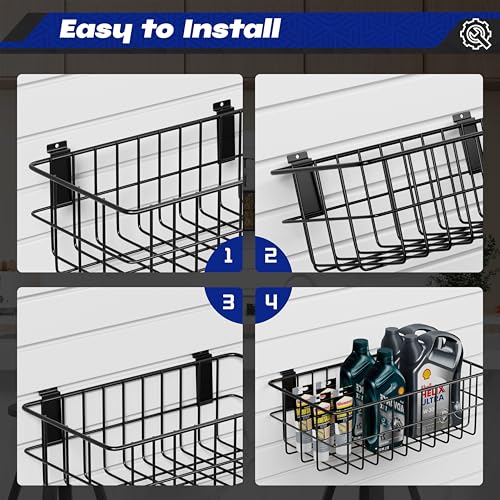 janasse 35-Piece Metal Slatwall Accessories Set for Garage Storage, Includes Wire Baskets, Heavy-Duty Hooks, Shelves & Bins, Fits Standard Slatwall Panels