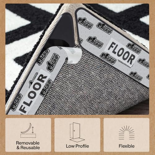 GORILLA GRIP SoakSTOPPER Door Mat, 24x17, Gray and Rug Corner Grippers, OneSize, Black Bundle