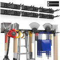 Housolution Heavy Duty Garage Wall Organizer 96 Inch - 20Pack Carries 720 lbs, Garage Tool Storage System, 6 Rails with 12 Adjustable Metal Hooks, Garden Yard Shed Rack for Rake Broom Mop Snowboard
