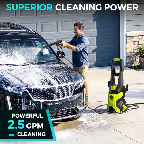 Electric Pressure Washer 5000 PSI 2.5 GPM, Bothlin Portable Power Washer with 4 Quick-Connect Nozzles, Soap Tank & Foam Cannon, High Power Water Pressure Washer for Car, Driveway, Patio, Home Cleaning