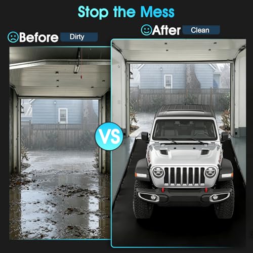 ToLanbbt 7'9" x 18' Garage Floor Mat, Heavy Duty Water Containment Mat with 1.2" Raised Edges, Protection from Snow Mud Rain and Oil, Non-Slip Garage Parking Mat for SUVs Trucks