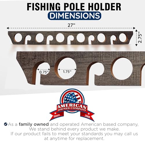 Rush Creek Creations | Fishing Rod Holder for 11 Rods, Fishing Pole Holder for Garage Organization and Wall Storage, for Fishing Gear and Fishing Accessories (Vertical Fishing Rod Rack)