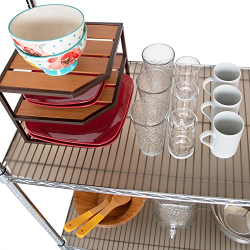 Seville Classics Heavy Duty Fitted Wire Shelf Liners Protector Mat, Non Adhesive, for Wired Shelves, Office, Kitchen, Garage, Semi-Transparent Taupe, 36" x 18" Shelf (5-Pack)