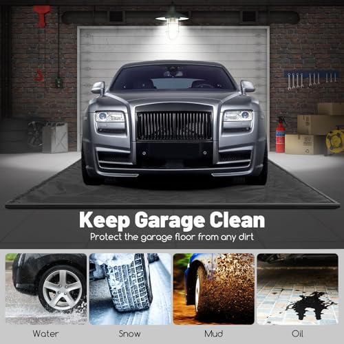 IRONMAX Garage Floor Mat, 9’ x 22’ Waterproof Floor Containment Mat with Cleaning Squeegee, Car Parking Mats Prevent Leaks Spills for Snow Ice Water and Mud