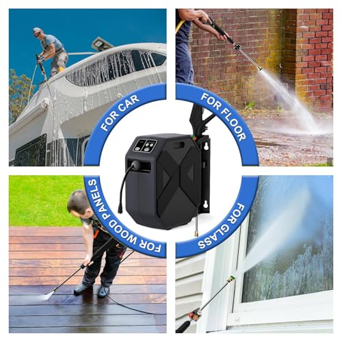 DECOKTOOL 5000PSI Wall Mounted PowerWasher with 4 Quick Connect Nozzles, Foam Cannon for Car, Lane, Patio Cleaning