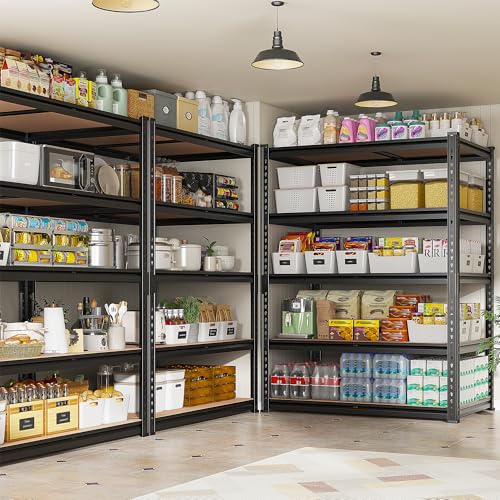 REIBII 2400LBS Garage Shelving 5 Tier Storage Shelves Heavy Duty, Adjustable Metal Shelving Unit,Garage Shelves for Basement,Warehouse,Pantry,Closet,Kitchen 72" H x 36" W x 16" D,2 Pack
