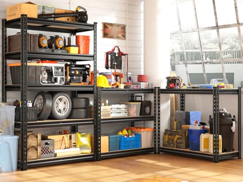 REIBII Set of 2 Storage Shelves 5 Tier Garage Shelving Heavy Duty Metal Shelving 2000LBS Garage Shelves Adjustable Metal Shelf for Kitchen Warehouse Pantry Commercial Use 27.6" Wx11.8 Dx60 H