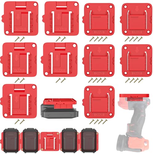 Crivnhar 10 Packs Tool Holder and Battery Mount Holder Compatible for Craftsman 20V, 5 Pack Battery Mounts Rack Fit for 20V Batteries, 5 Pack Drill Tool Hangers Storage Organizer(w/30 Screws)