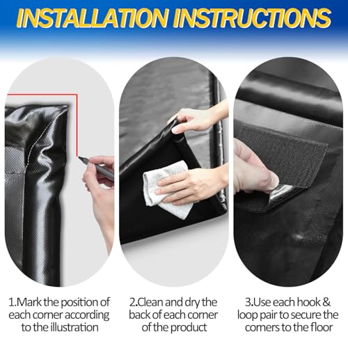 Bamgoten (7'9"× 18'）Garage Mats for Floor,1.2-Inch PVC Raised Edges for Cars SUVs Trucks for Residential Garages, Parking Lots, Warehouses and Repair Shops, Includes Gloves, Scraper, and Velcro Straps