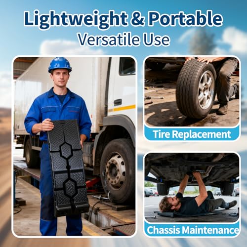 GETTKAOR Portable Plastic Car Ramps - 6600Lbs Capacity Non-Slip Low Profile Car Ramps for Oil Changes,Vehicle Ramps for Tire Replacement & Chassis Maintenance-SUV/Pickup/Sedan,2-Pack.