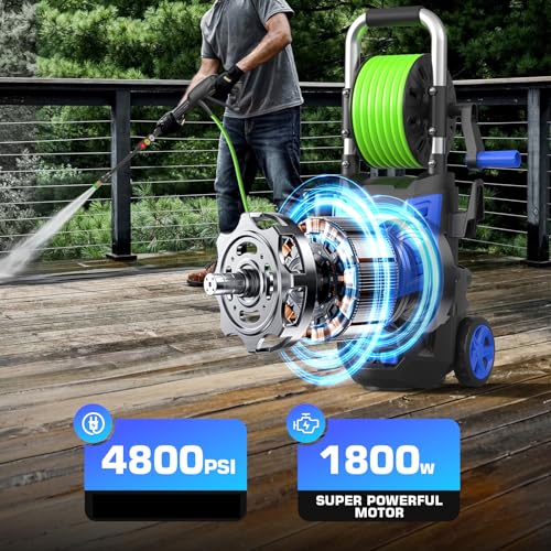 Pressure Washer 4800PSI, 4.0GPM Portable Power Washer with Foam Cannon,4 Nozzles,33FT Hose and Soap Bottle,Car Wash Machine/Car/Driveway/Patio Clean,Blue