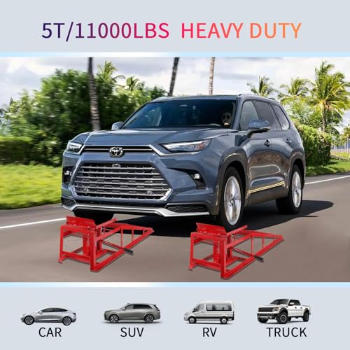 GETTKAOR 5T 11000lbs 2-Pack Hydraulic Car Ramps,Hydraulic Vehicle Ramps Assemble Easily,Automotive Ramps for Oil Changes,Low Profile Car Ramp for Home Garage, Auto Garage Repair.