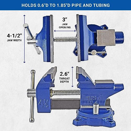 Yost Vises LV-4 Homeowner's Vise | 4.5 Inch Jaw Width with a 3 Inch Jaw Opening Home Vise | Secure Grip with Swivel Base | Blue