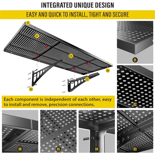 Aecxm 2-Pack 1.64x4ft Adjustable Garage Wall Shelving 560lbs Load Capacity Heavy Duty Wall Mounted Storage Shelf Metal Floating Shelves for Garage(Black)